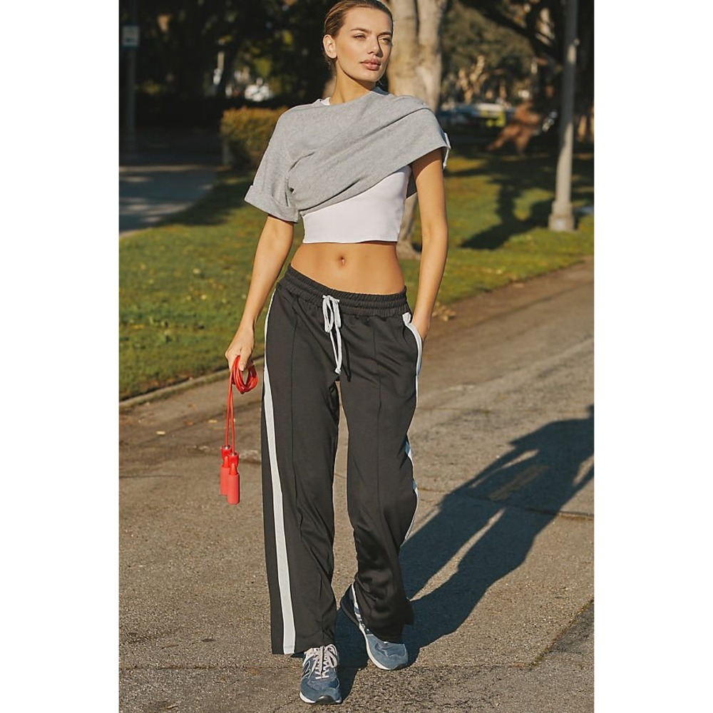 Daily Practice by Anthropologie Side-Stripe Track Pants Black White Medium